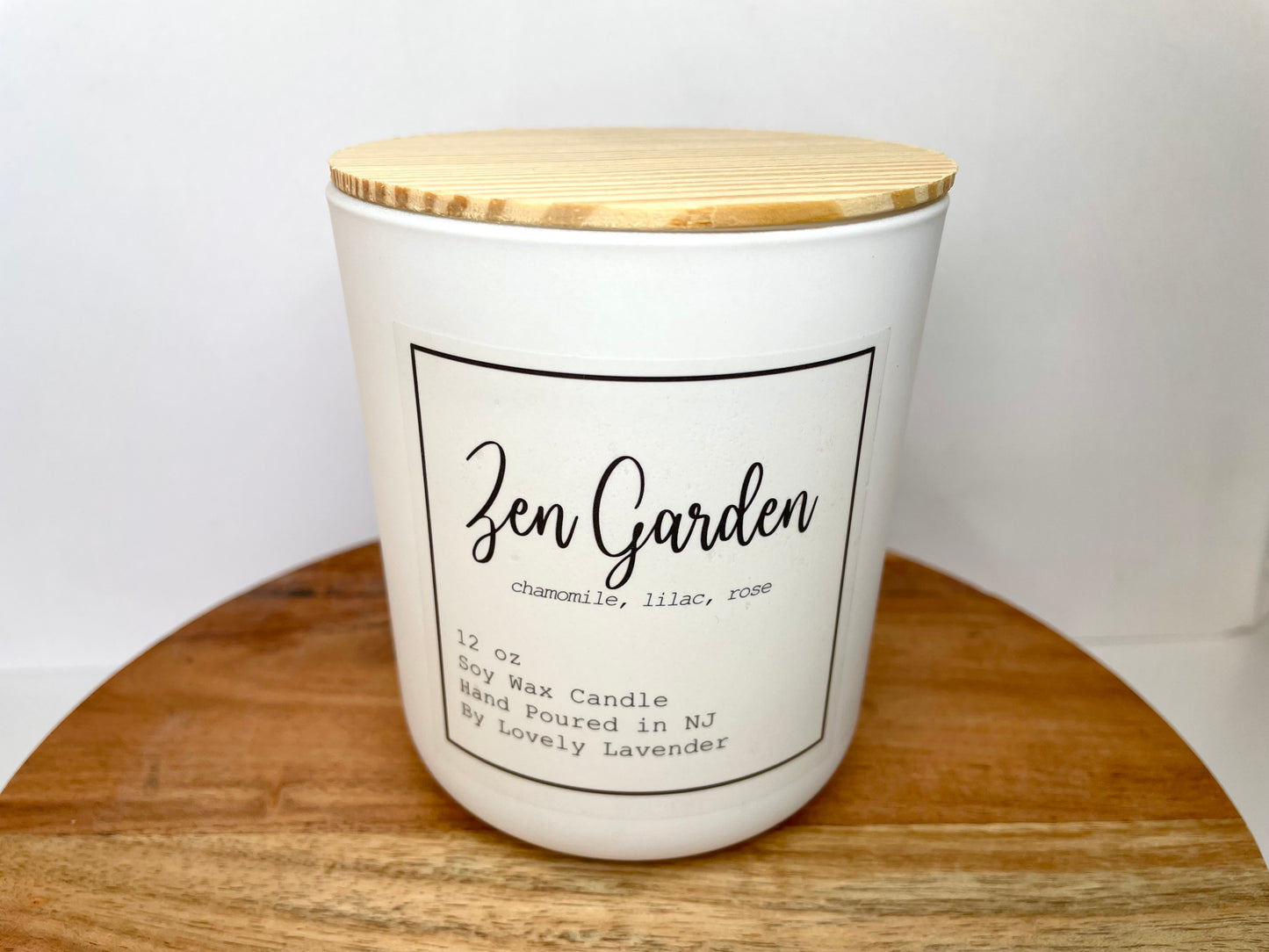 Zen Garden - Chamomile, Lilac, Rose Soy Wax Wood Wick Candle