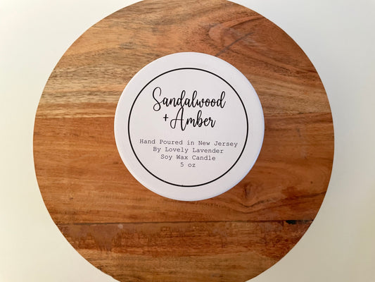 Sandalwood + Amber Soy Wax Wood Wick Candle